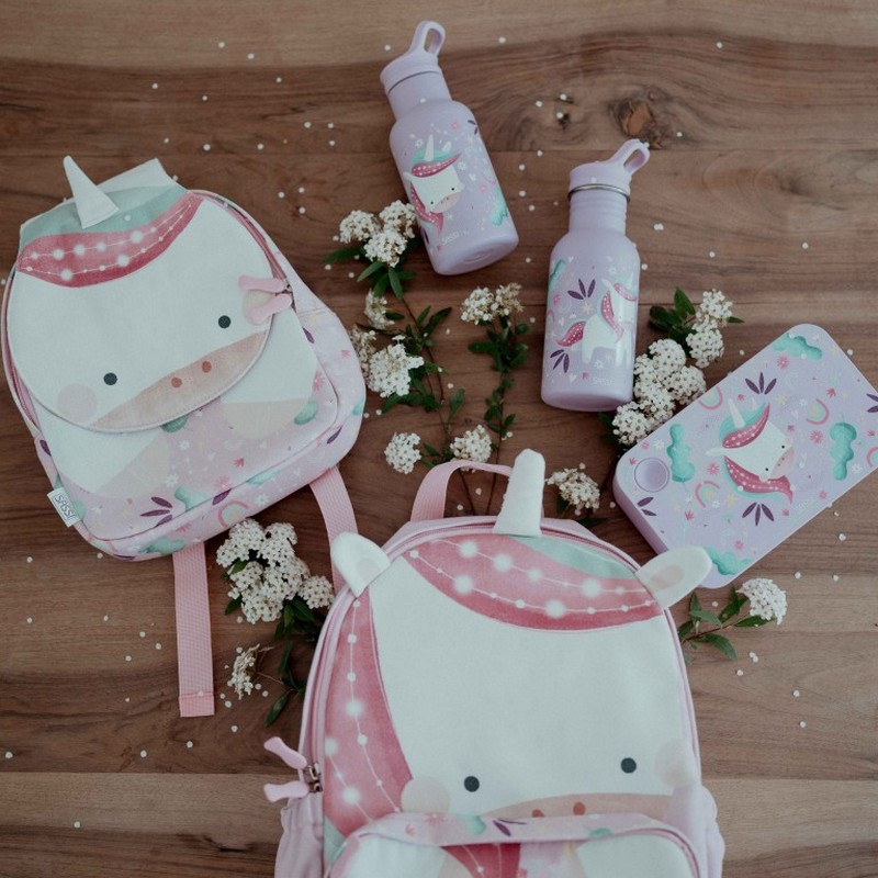Zaino unicorno per bambini in formato A4 realizzato in cotone
